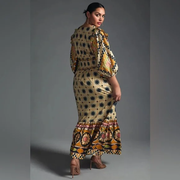 Farm Rio Natural Tropical Sunshine V-neck Maxi Dress 3X - Picture 4 of 16